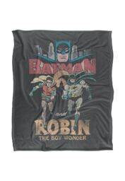 Warner Brothers Batman Classic Tv Batman & Robin Characters Officially Licensed Silky Touch Super Soft Throw Blanket 152 x 127 cm in White - thumbnail 1