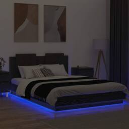 Berkfield Home Bed Frame with Headboard Black Oak 140 x 200 cm Engineered Wood - thumbnail 4