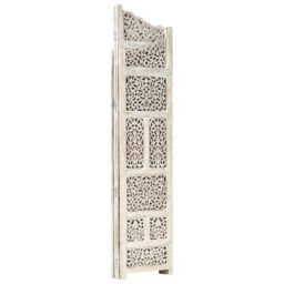 Berkfield Home Hand carved 4-Panel Room Divider White 160x165 cm Solid Mango Wood - thumbnail 2