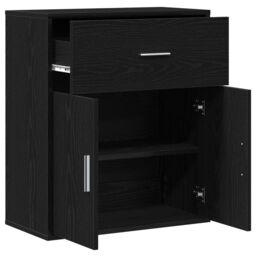 Berkfield Home Sideboard with Drawer with Shelf Black oak 60 x 31 x 70 cm Engineered wood - thumbnail 5