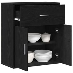 Berkfield Home Sideboard with Drawer with Shelf Black oak 60 x 31 x 70 cm Engineered wood - thumbnail 3