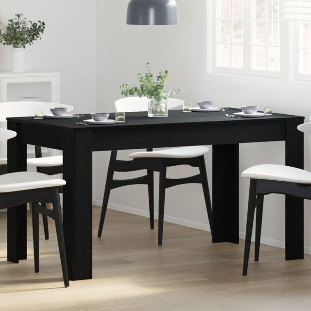 Berkfield Home Black Oak Dining Table 140x74.5x76 cm - Made of Engineered Wood - image 1