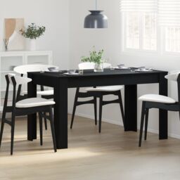 Berkfield Home Black Oak Dining Table 140x74.5x76 cm - Made of Engineered Wood - thumbnail 4
