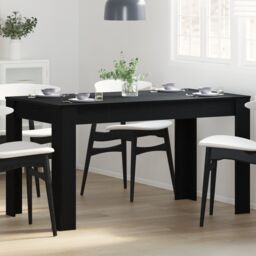 Berkfield Home Black Oak Dining Table 140x74.5x76 cm - Made of Engineered Wood - thumbnail 1
