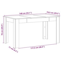 Berkfield Home Black Oak Dining Table 140x74.5x76 cm - Made of Engineered Wood - thumbnail 9