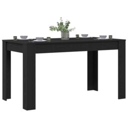 Berkfield Home Black Oak Dining Table 140x74.5x76 cm - Made of Engineered Wood - thumbnail 3