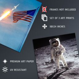 Artery8 Wall Art Print Pack of 3 NASA Spaceship Apollo 11 Mission Moon Landing Astronaut Aldrin Armstrong Boot Large Poster Set - thumbnail 2