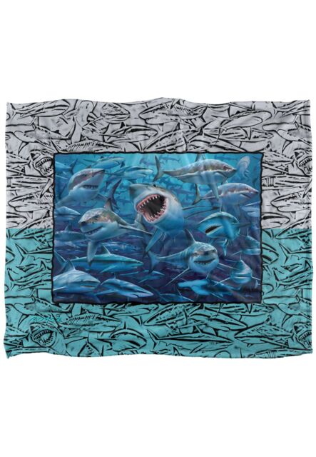 JQ Licensing Royce Mcclure Great White Shark Frame Silky Touch Super Soft Throw Blanket 152 X 127 cm - image 1