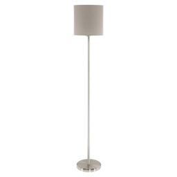 Loops Floor Lamp Light Satin Nickel Shade Taupe Fabric Pedal Switch Bulb E27 1x60W in Metallics
