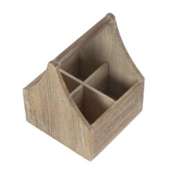 Red Hamper Oak Effect Wooden Square 4 Section Cutlery Holder in Brown - thumbnail 3