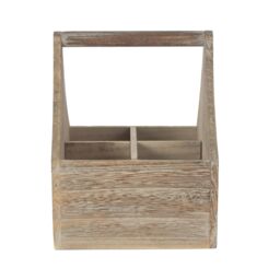 Red Hamper Oak Effect Wooden Square 4 Section Cutlery Holder in Brown - thumbnail 2