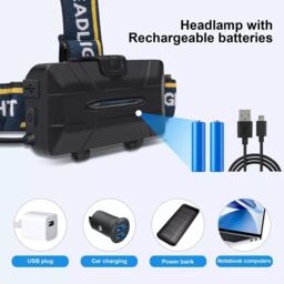 ExtraStar 6 LEDs Headlamp Torch headlight, 18650 Rechargeable Batteries Included, 8 MODES, Bike, Fishing & outdoor activities - thumbnail 4