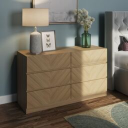 GFW Catania 3+3 Drawer Chest in Light Oak - thumbnail 1