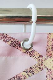 Neel Blue Geometric Bathroom Shower Curtain with 12 Hooks, Mould & Mildew Resistant in Pink - Size: 180 cm width x 200 cm drop - thumbnail 2