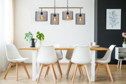 Lucide 'BASKETT' Dimmable Adjustable Indoor Vintage Bar Pendant Light 4xE27 in Black - thumbnail 3