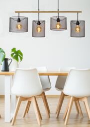 Lucide 'BASKETT' Dimmable Adjustable Indoor Vintage Bar Pendant Light 4xE27 in Black - thumbnail 5