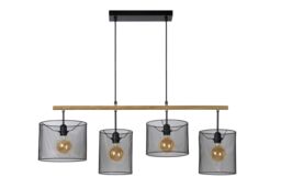 Lucide 'BASKETT' Dimmable Adjustable Indoor Vintage Bar Pendant Light 4xE27 in Black - thumbnail 2