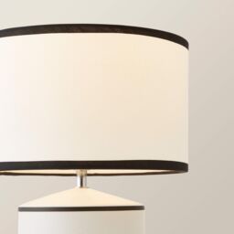 ValueLights Julia Black Trim Ceramic Table Lamp with Black Trim Shade & Bulb in Cream - thumbnail 4