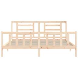 Berkfield Home Bed Frame with Headboard 200x200 cm Solid Wood in Light Brown - thumbnail 6