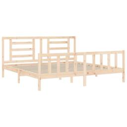 Berkfield Home Bed Frame with Headboard 200x200 cm Solid Wood in Light Brown - thumbnail 5