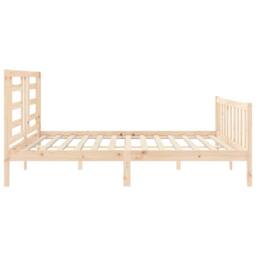 Berkfield Home Bed Frame with Headboard 200x200 cm Solid Wood in Light Brown - thumbnail 7