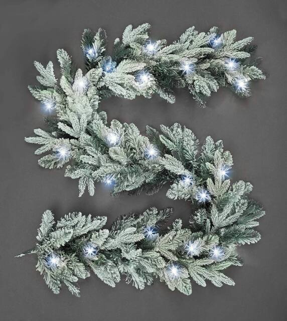 Shatchi 2m Prelit Lapland Fir Christmas Christmas Garland in Silver