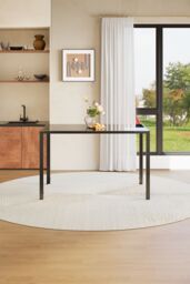 Living and Home Modern Rectangular Tempered Glass Kitchen Dining Table in Black - thumbnail 5