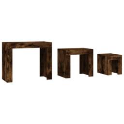 Berkfield Home Nesting Coffee Tables 3 pcs Smoked Oak Engineered Wood in Brown - thumbnail 5