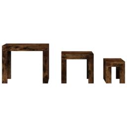Berkfield Home Nesting Coffee Tables 3 pcs Smoked Oak Engineered Wood in Brown - thumbnail 6