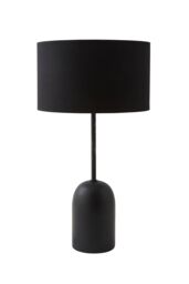 ValueLights Kaiden Black Dome Table Lamp with Fabric Drum Lamp Shade & Bulb - thumbnail 6