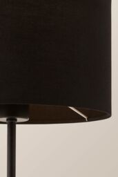 ValueLights Kaiden Black Dome Table Lamp with Fabric Drum Lamp Shade & Bulb - thumbnail 4
