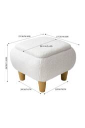 ExtraStar Modern Square Storage Ottoman Bench with Hidden Storage in White - thumbnail 4