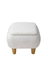 ExtraStar Modern Square Storage Ottoman Bench with Hidden Storage in White - thumbnail 5