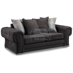 Furnishings For Less UK Milan Fabric 3 Seater Sofa Black Fabric Scatter Back Chesterfield Style - thumbnail 1