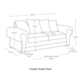 Furnishings For Less UK Milan Fabric 3 Seater Sofa Black Fabric Scatter Back Chesterfield Style - thumbnail 4