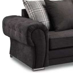 Furnishings For Less UK Milan Fabric 3 Seater Sofa Black Fabric Scatter Back Chesterfield Style - thumbnail 2