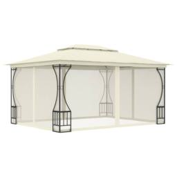 Berkfield Home Gazebo with Nets 300x400x265 cm Cream in Beige - Size: 300 x 400 x 265 cm - thumbnail 2