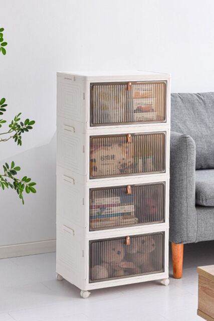 Living and Home 4 Tier Thicken Foldable Shoe Storage Box Rolling Toy Organizer 39*28*78.5cm in White - image 1