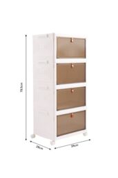 Living and Home 4 Tier Thicken Foldable Shoe Storage Box Rolling Toy Organizer 39*28*78.5cm in White - thumbnail 6