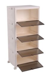 Living and Home 4 Tier Thicken Foldable Shoe Storage Box Rolling Toy Organizer 39*28*78.5cm in White - thumbnail 5