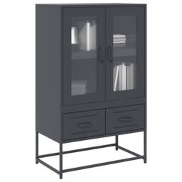 Berkfield Home Highboard Anthracite 68x39x111.5 cm Steel in Charcoal - thumbnail 2
