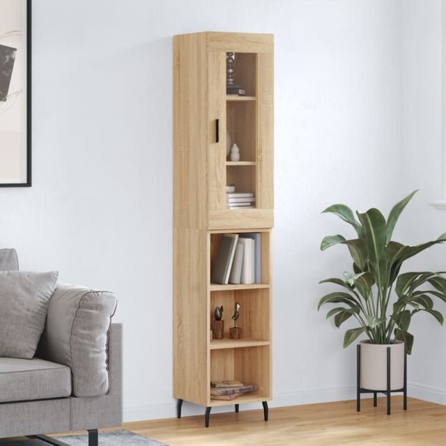 Berkfield Home Highboard Sonoma Oak 34.5x34x180 cm Engineered Wood in Brown - image 1