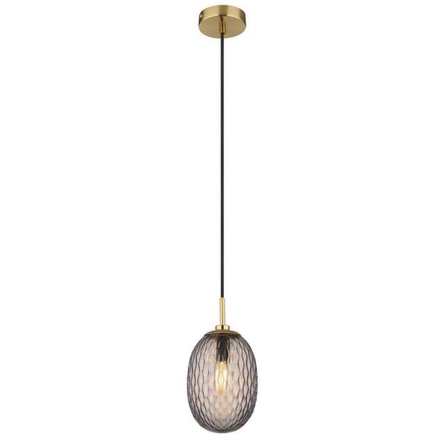 Netlighting Devin Globe Pendant Gold Colours Matt Smoke Glass Shade 1x E14 - image 1