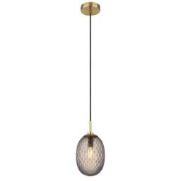 Netlighting Devin Globe Pendant Gold Colours Matt Smoke Glass Shade 1x E14 - thumbnail 1