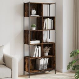Berkfield Home Bookcase Smoked Oak 72x28x172 cm Engineered Wood in Brown - Size: 72 x 28 x 172 cm - thumbnail 1