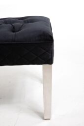 Modernique Precious Velvet Stitched Dining Bench 135 cm, Solid Chrome Leg in Black - thumbnail 2