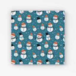 "Warren Reed - Designer Jolly Christmas Snowmen Canvas in Blue - Size: W16"" x H16""" - thumbnail 1