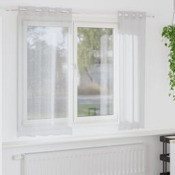 Berkfield Home Curtains with Curtains 2 pcs Light gray 140 x 175 cm Polyester - thumbnail 1