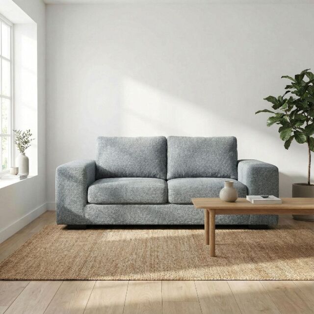 Abakus Direct Boston 3 Seater Sofa Basket Weave in Grey - image 1