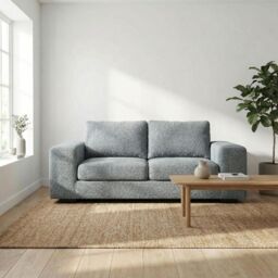Abakus Direct Boston 3 Seater Sofa Basket Weave in Grey - thumbnail 1